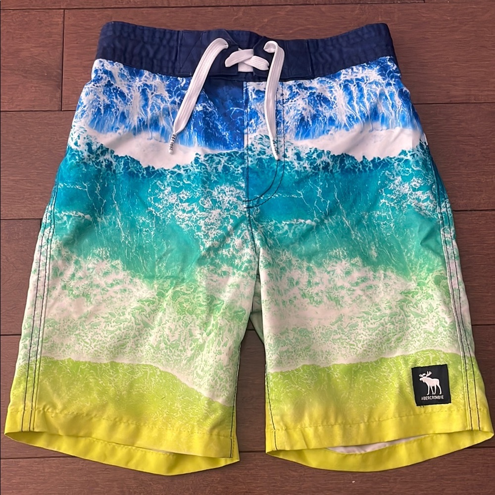 Abercrombie & Fitch Green and Yellow Swim Shorts